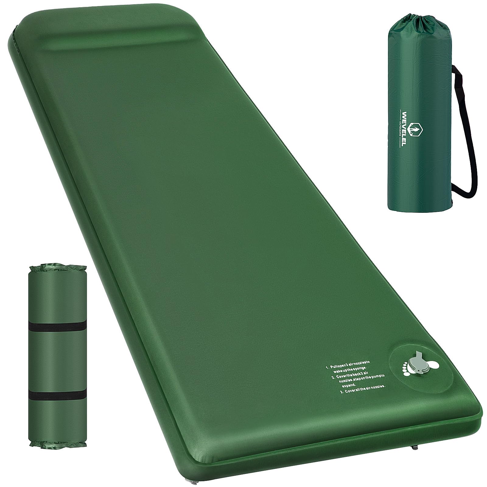 Almofada De Dormir De Acampamento Wevelel Memory Foam De 3,1 Polegadas De Espessura R-value 9,5