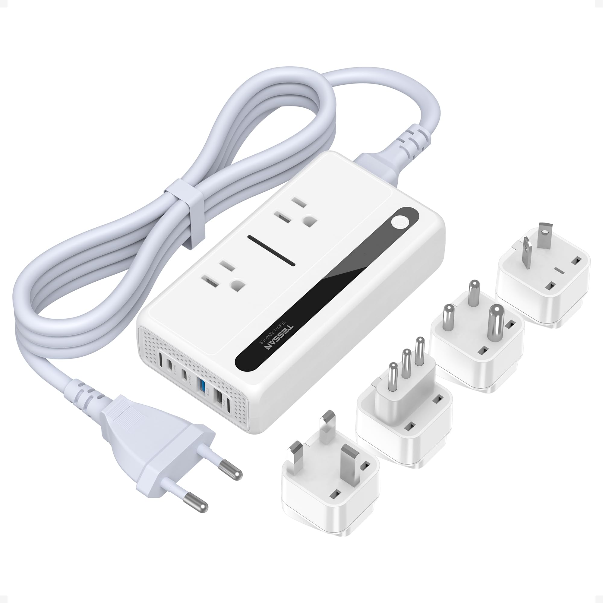 Conversor De Tensão Tessan 220v A 110v Com 4 Soquetes Usb 2 Ac