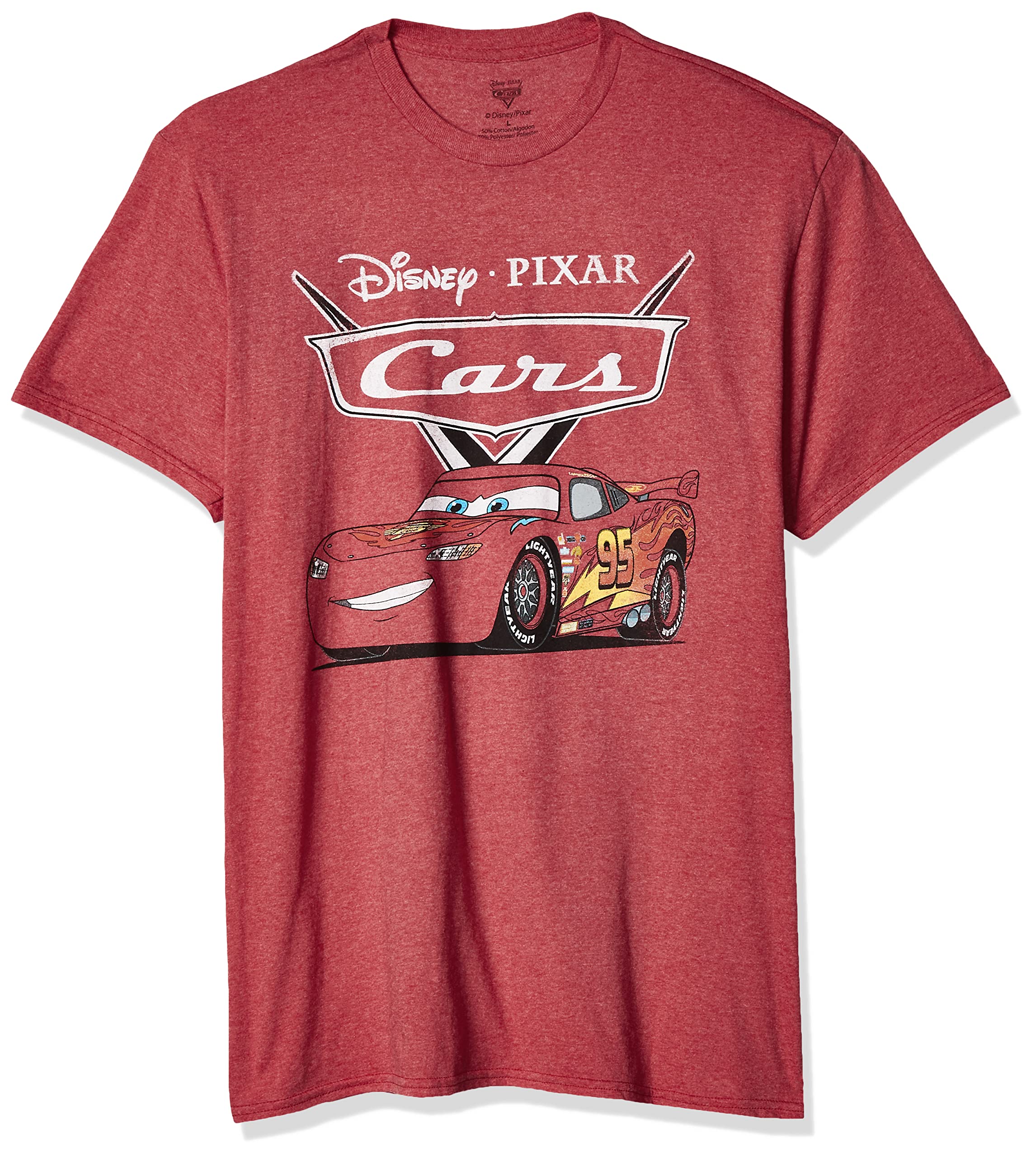 Camiseta Masculina Disney Cars Lightning Mcqueen Red Heather