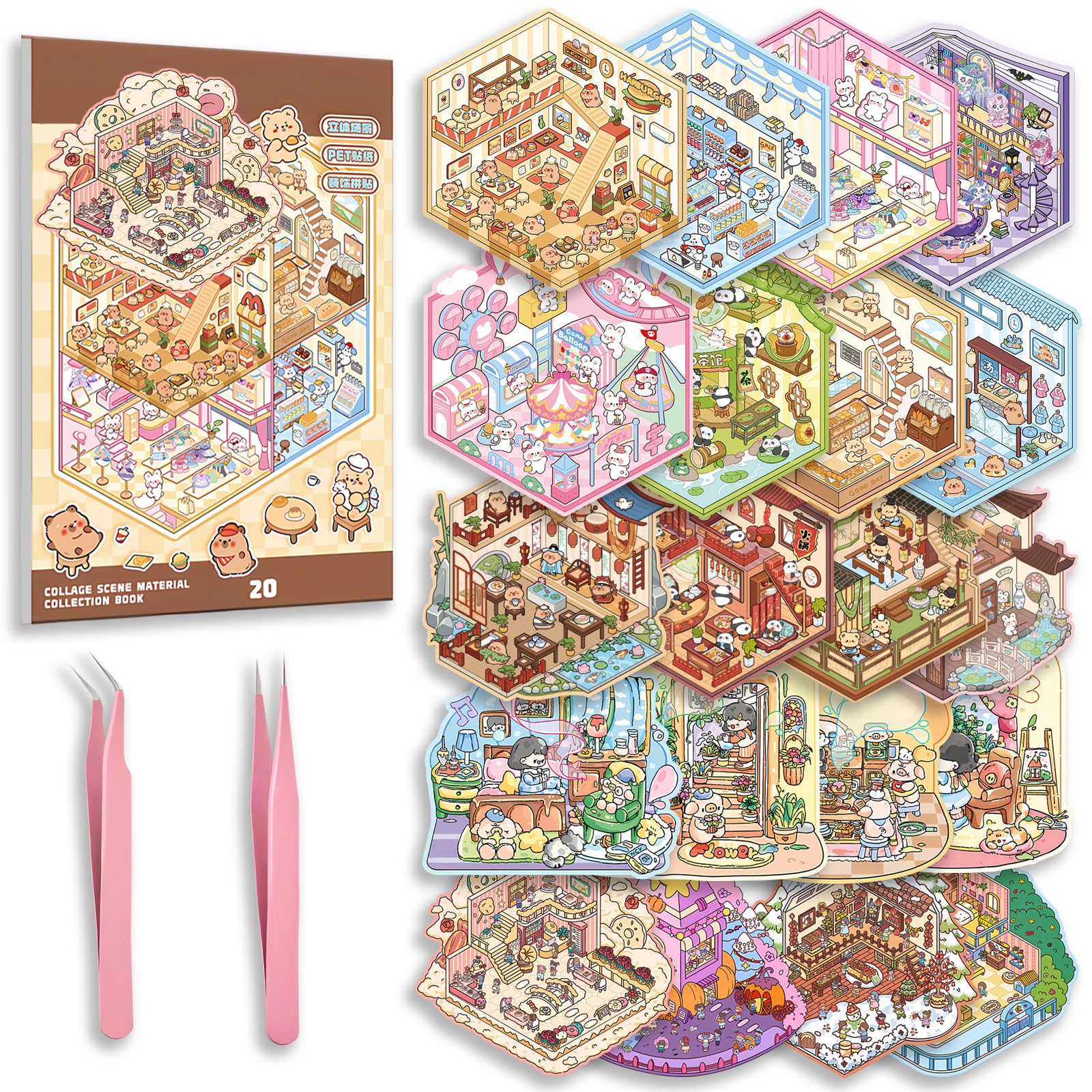 Coleção Sticker Scene, Livro 3d, 20 Conjuntos, Faça Você Mesmo, Crianças E Adultos