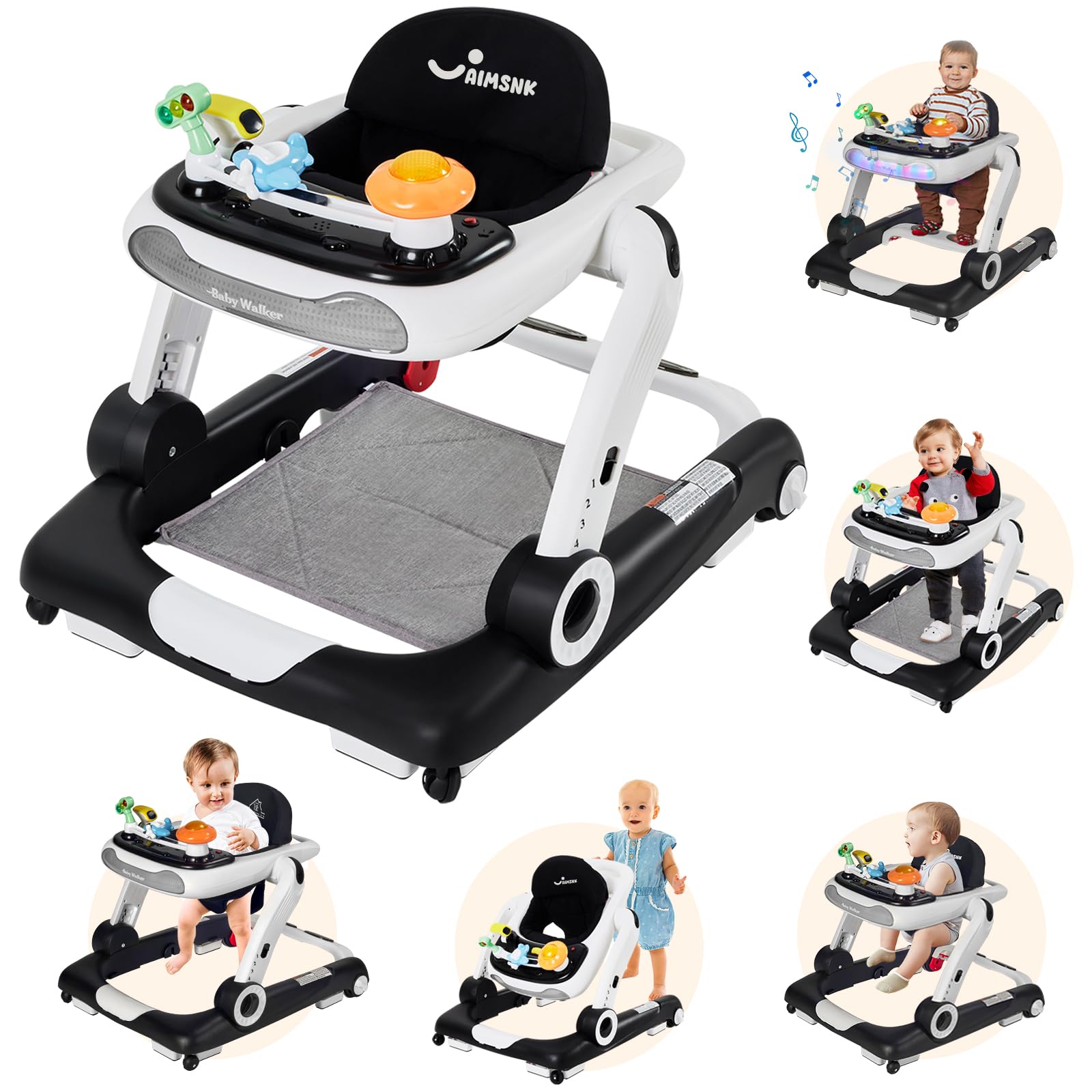 Baby Walker Aimsnk 5 Em 1 Com Bouncer, Rocker E Centro De Atividades