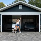 Tela De Porta De Garagem Para 2 Carros 16x7 Pés Com Fechamento De Trilho