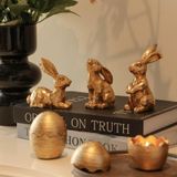 Decorações De Páscoa, Estatuetas De Coelhinho Dourado Gleemoria, 3 Unidades