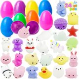 Ovos De Páscoa Cheios De Brinquedos Mochi Squishy, Pacote Com 24 Unidades Para Crianças