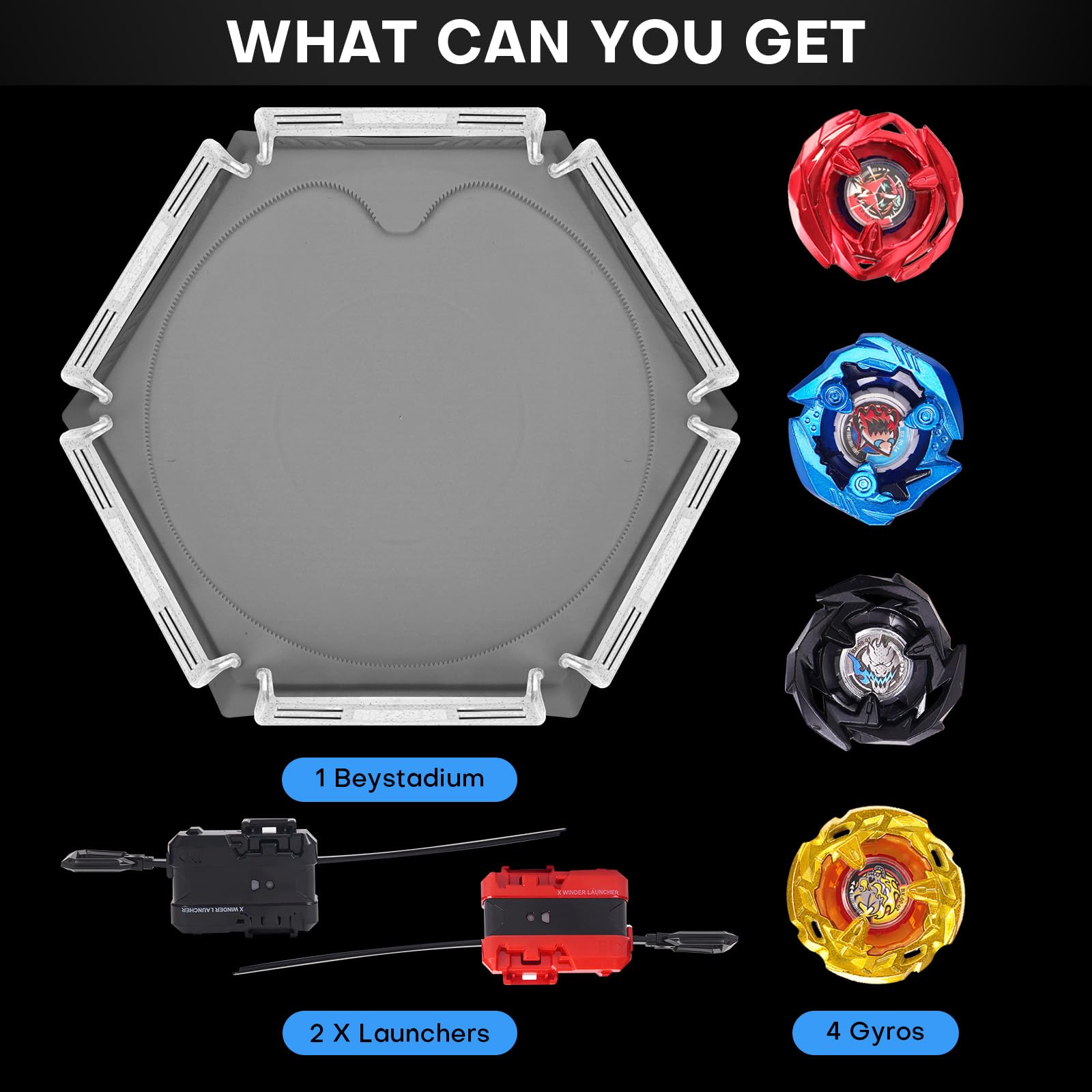 Conjunto De Batalha Gyro X Stadium Dezawrty Com 4 Tampas, 2