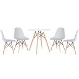Kit - Mesa Eames 70 Cm Branco + 4 Cadeiras Eames Dsw Cinza Claro Mesa Branco Com Cadeiras Cinza Claro