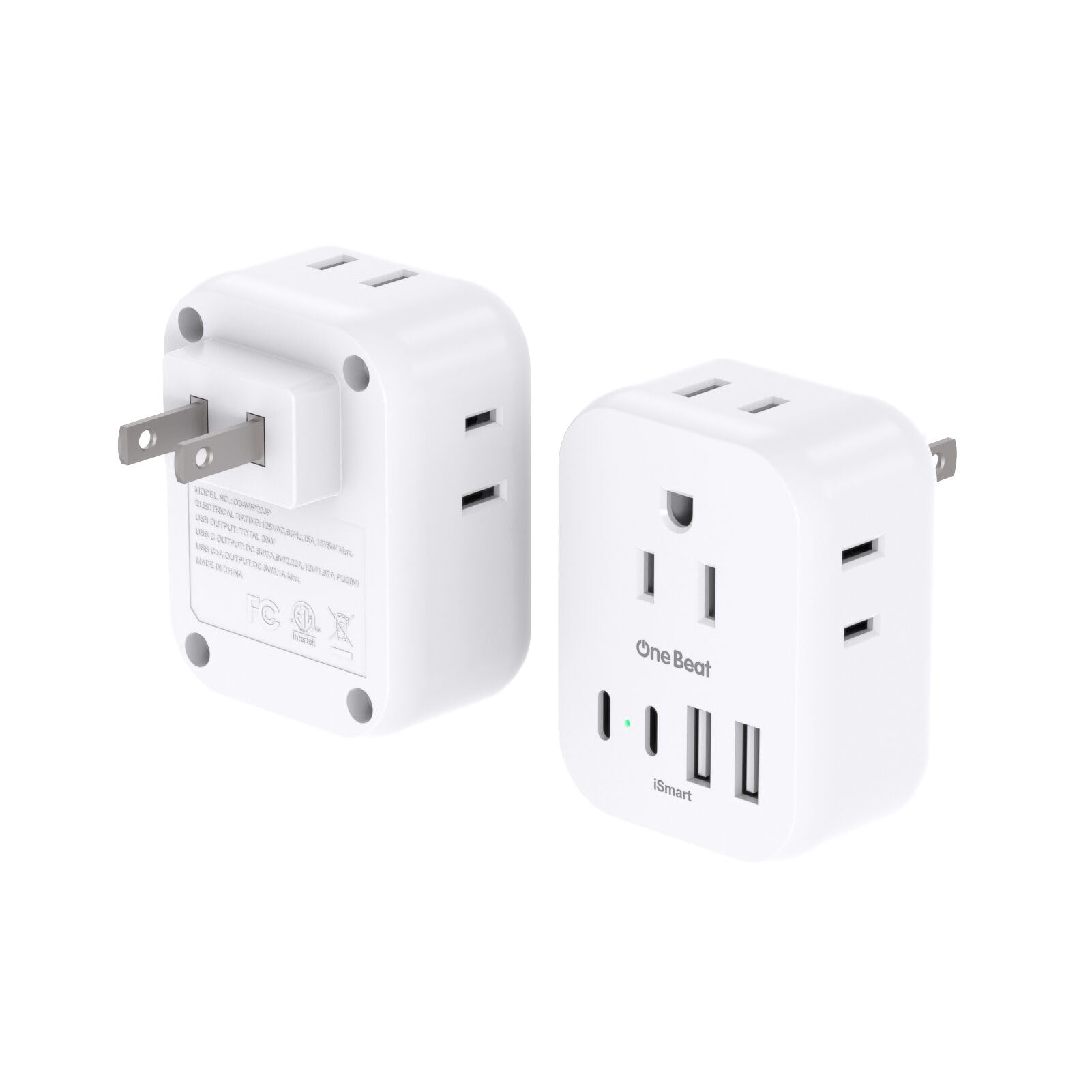 Adaptador De Alimentação One Beat Pd 20w Japan Com 4 Tomadas 4 Usb