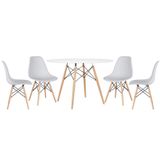 Kit - Mesa Eames 120 Cm Branco + 4 Cadeiras Eames Dsw Cinza Claro Mesa Branco Com Cadeiras Cinza Claro