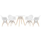 Kit - Mesa Eames 70 Cm Branco + 4 Cadeiras Eames Daw Branco Mesa Branco Com Cadeiras Branco
