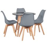 Mesa Leda 80 Cm Preto + 4 Cadeiras Leda Cinza Escuro Mesa Preto Com Cadeiras Cinza Escuro