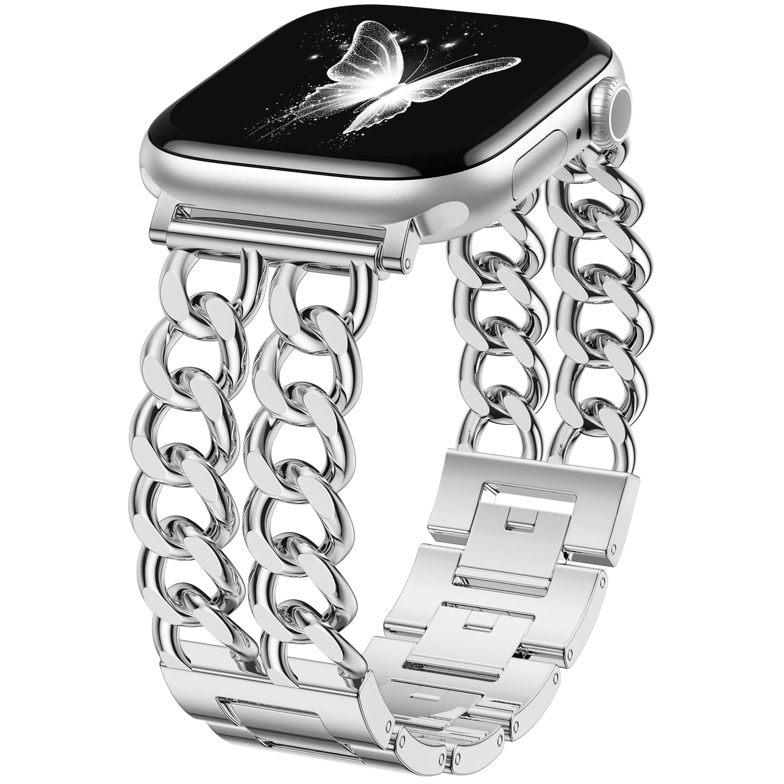 Pulseira De Relógio Geak Silver Metal Double Steel Chain 44 Mm/42 Mm