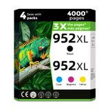 Cartuchos De Tinta Relcolor 952xl Black Color, Pacote Com 4 Para Hp 952 Xl
