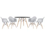 Kit - Mesa Eames 120 Cm Preto + 4 Cadeiras Eames Daw Cinza Claro Mesa Preto Com Cadeiras Cinza Claro