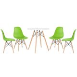 Kit - Mesa Eames 70 Cm Branco + 4 Cadeiras Eames Dsw Verde Claro Mesa Branco Com Cadeiras Verde Claro