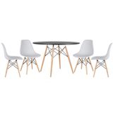 Kit - Mesa Eames 120 Cm Preto + 4 Cadeiras Eames Dsw Cinza Claro Mesa Preto Com Cadeiras Cinza Claro