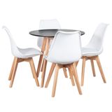 Mesa Leda 80 Cm Preto + 4 Cadeiras Leda Branco Mesa Preto Com Cadeiras Branco