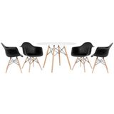 Kit - Mesa Eames 120 Cm Branco + 4 Cadeiras Eames Daw Preto Mesa Branco Com Cadeiras Preto