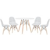 Kit - Mesa Eames 100 Cm Branco + 4 Cadeiras Botonê Cinza Claro Mesa Branco Com Cadeiras Cinza Claro