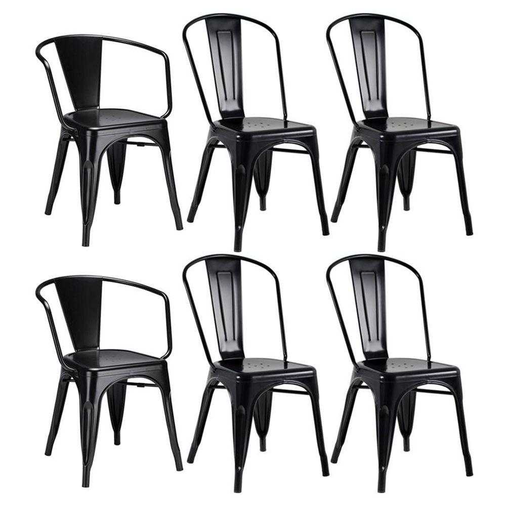 Kit - 2 Poltronas Tolix + 4 Cadeiras Tolix - Preto Preto - Carrefour