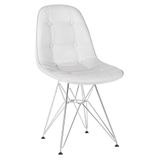 Cadeira Estofada Charles Eames Eiffel Botonê Com Pés De Metal Cromado Cinza Claro Cinza-claro