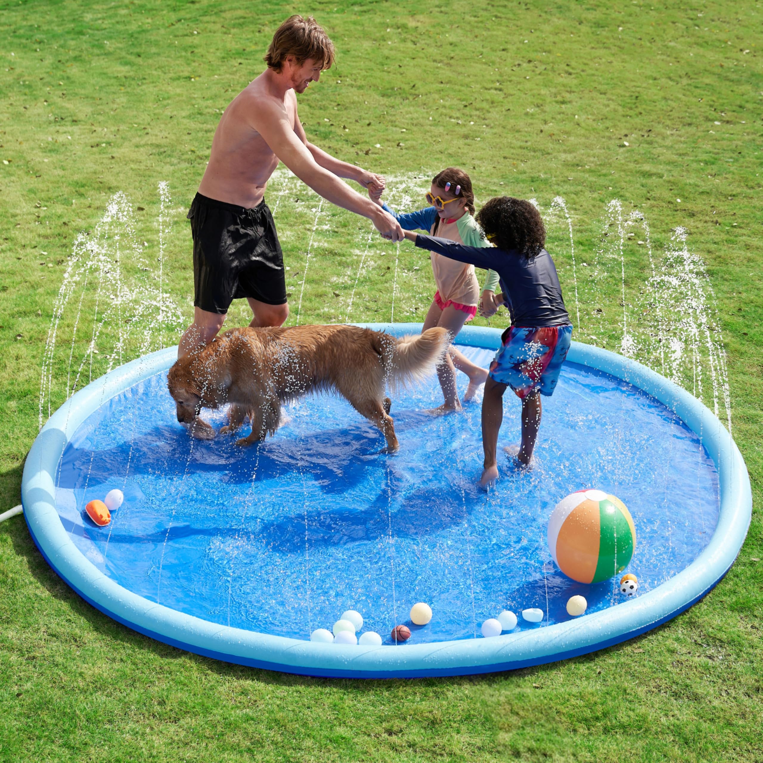 Splash Pad Sprinkler Sloosh Antiderrapante De 10 Pés Para Crianças, Azul