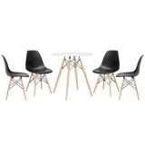 Kit - Mesa Eames 70 Cm Branco + 4 Cadeiras Eames Dsw Preto Mesa Branco Com Cadeiras Preto