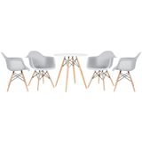 Kit - Mesa Eames 70 Cm Branco + 4 Cadeiras Eames Daw Cinza Claro Mesa Branco Com Cadeiras Cinza Claro