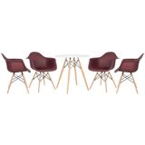 Kit - Mesa Eames 70 Cm Branco + 4 Cadeiras Eames Daw Marrom Mesa Branco Com Cadeiras Marrom