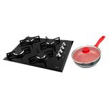 Kit Cooktop a Gás Philco 4 Bocas Preto Bivolt + Panela Philco com Tampa de Vidro 2,7L