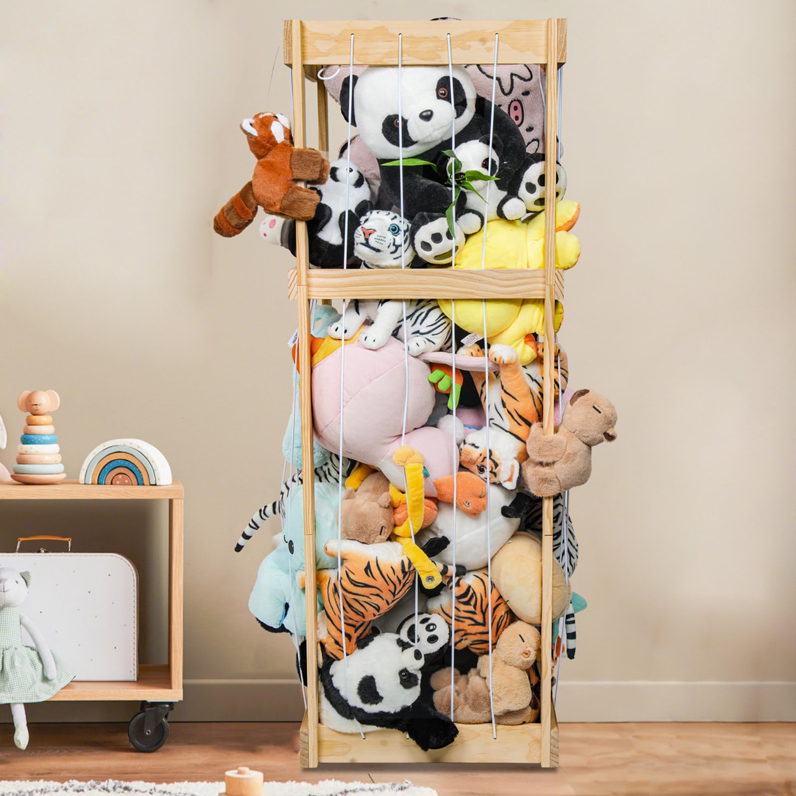 Armazenamento De Animais De Pelúcia Em Madeira De 130 Cm Para Quarto De Crianças