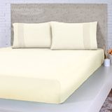 Jogo De Cama Queen Malha 3 Pçs Bella Cama 100% Algodão 158x198x35cm Duna