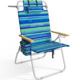 Cadeira De Praia Yestomo High 43 Cm, Assento 5 Posições, 160 Kg, Listrada