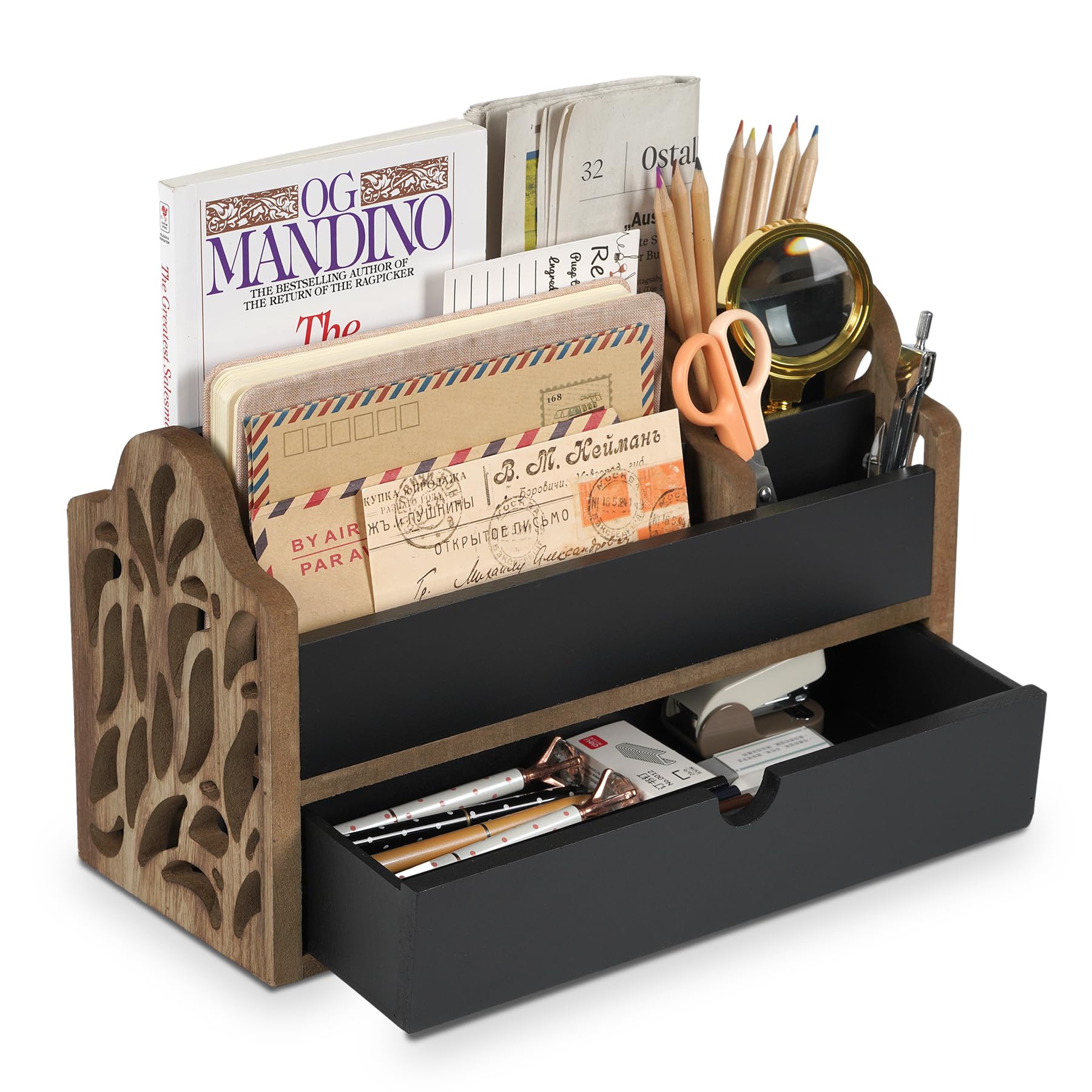 Organizador De Mesa Dhmkfly Com Gaveta Wood File Office Mail