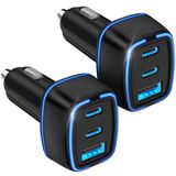 Carregador De Carro Hzevn Usb C 3 Portas Pd 32w Para Iphone Galaxy Ipad