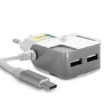 carregador ultra rápido turbo de parede com 2 USB 3.0 + cabo USB / USB C potênia 3.1a bi-volt compatével samsung motorola xiaomi lg