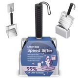 Colher De Areia Para Gatos Aoktech Em Aço Inoxidável Com Suporte Preto