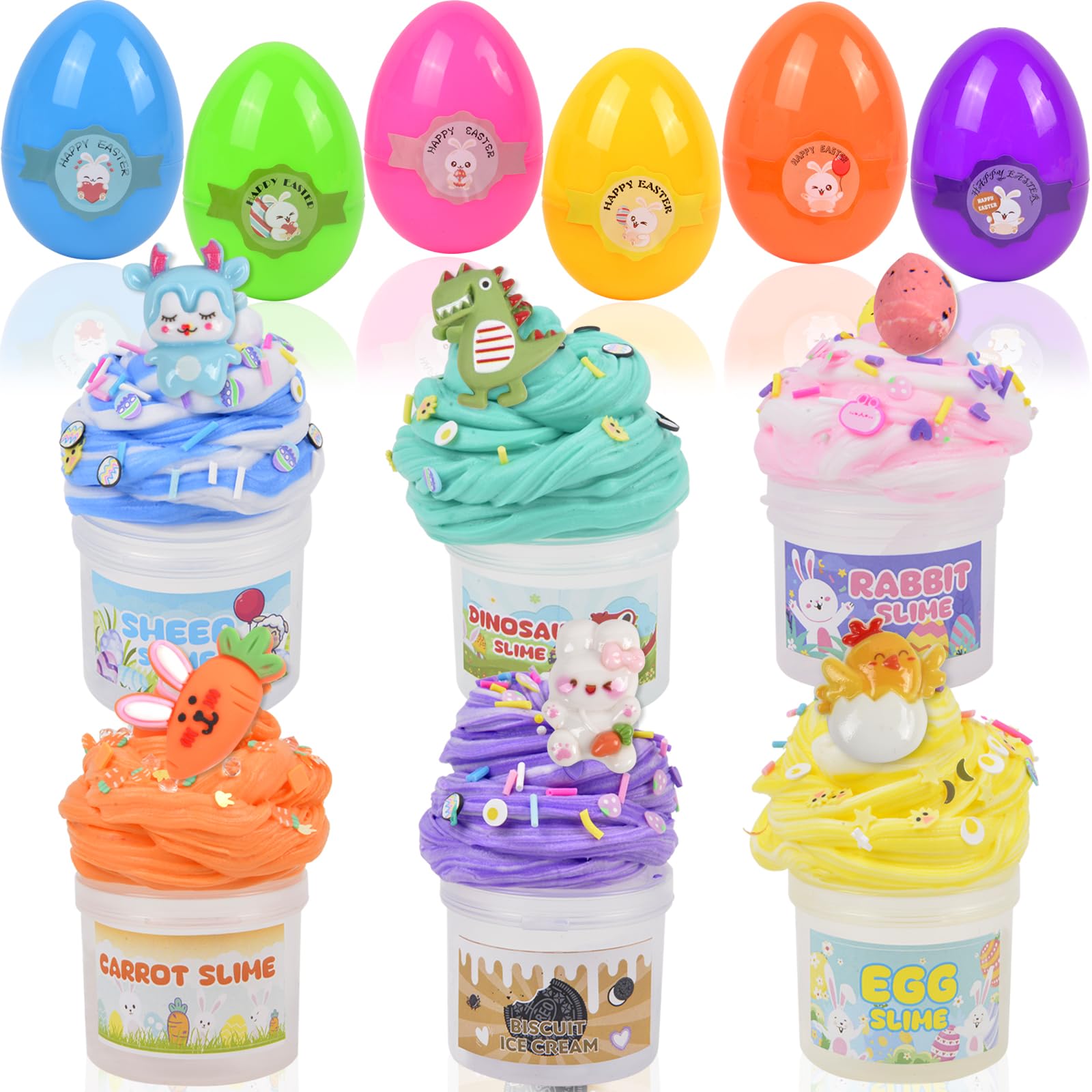 Easter Slime Easter Basket Stuffers, Pacote Com 6 Ovos Pré-cheios
