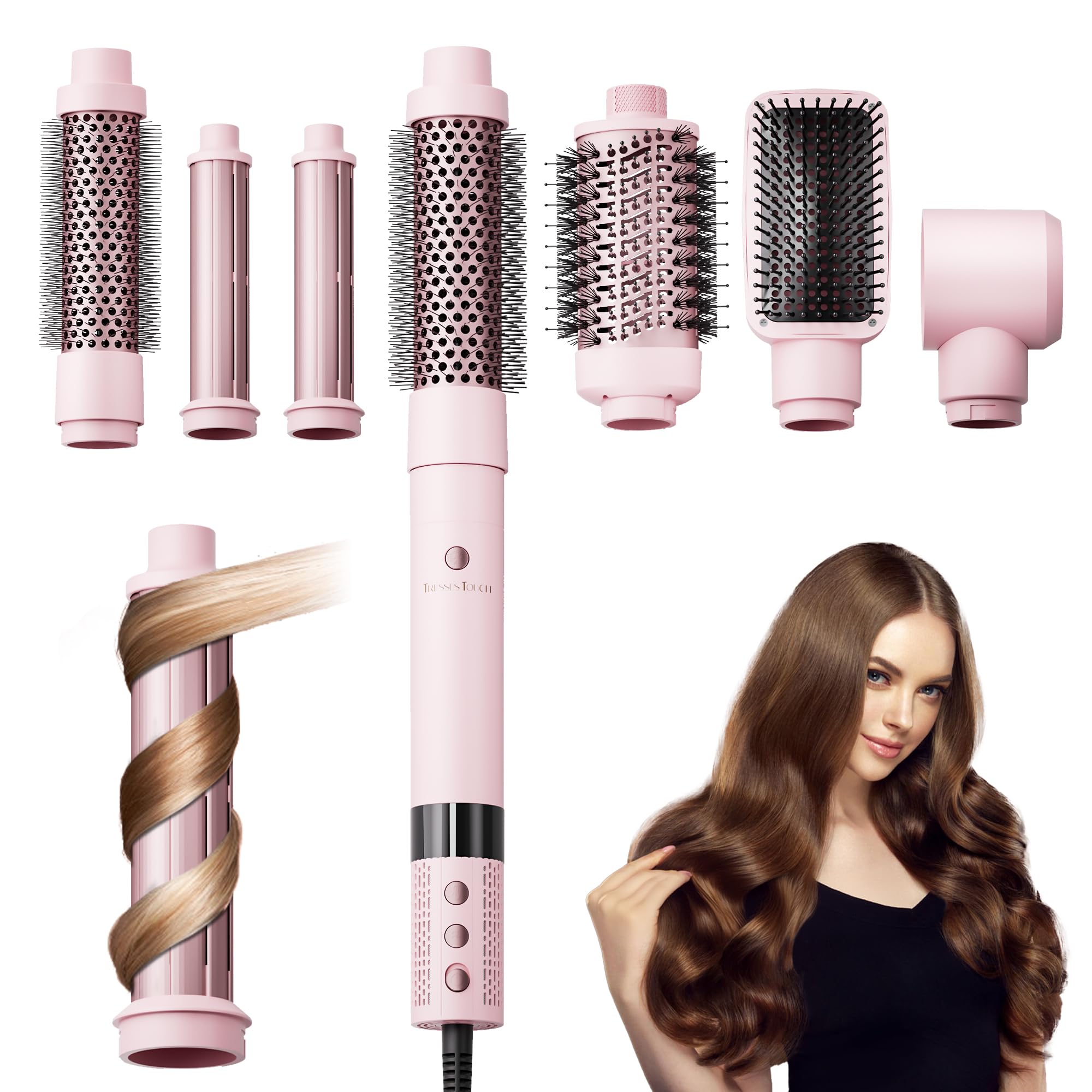 Secador De Cabelo Brush Tresses Touch 6 Em 1 110.000 Rpm Rosa