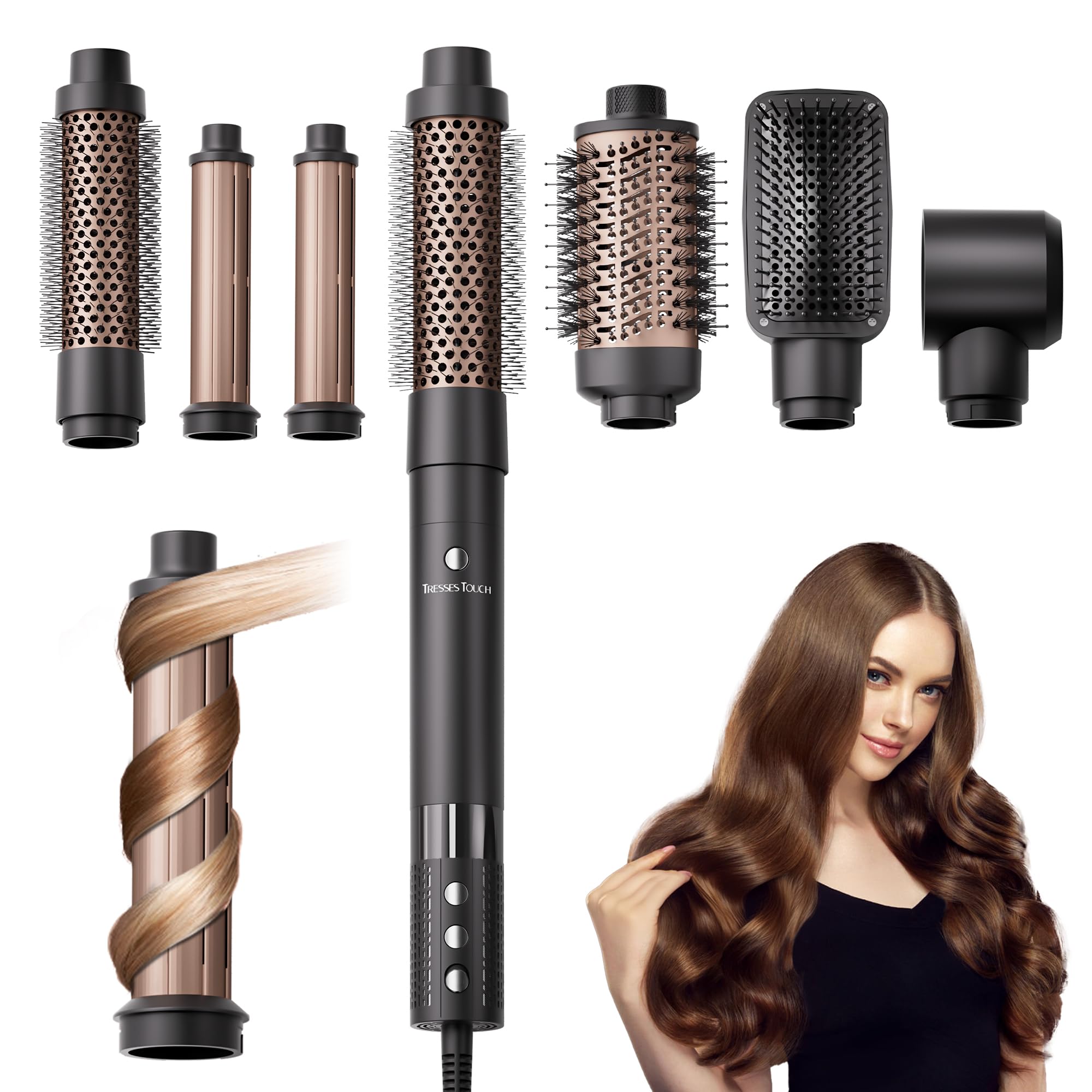Secador De Cabelo Brush Tresses Touch 6 Em 1 De Alta Velocidade 110.000 Rpm