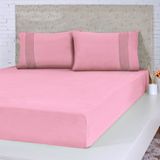 Jogo De Cama Queen Malha 3 Pçs Bella Cama 100% Algodão 158x198x35cm Coral