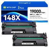 Cartucho De Toner Kingkj 148x Preto, Pacote Com 2 Unidades Para Hp Laserjet Pro