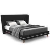 Cabeceira Casal Nilo 140cm Com Cama Pés Madeira Suném P05 Veludo Preto - Lyam Decor