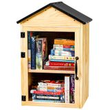 Pequena Caixa De Biblioteca Ao Ar Livre De Madeira Maciça Impermeável De 2 Camadas