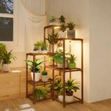 Suporte De Plantas Com Madeira Grow Light Bamworld Corner De 7 Camadas