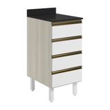 Balcao Com Tampo 4 Gavetas 40 Cm Mdf 16410 Bianco Toq Branco Uv Nicioli
