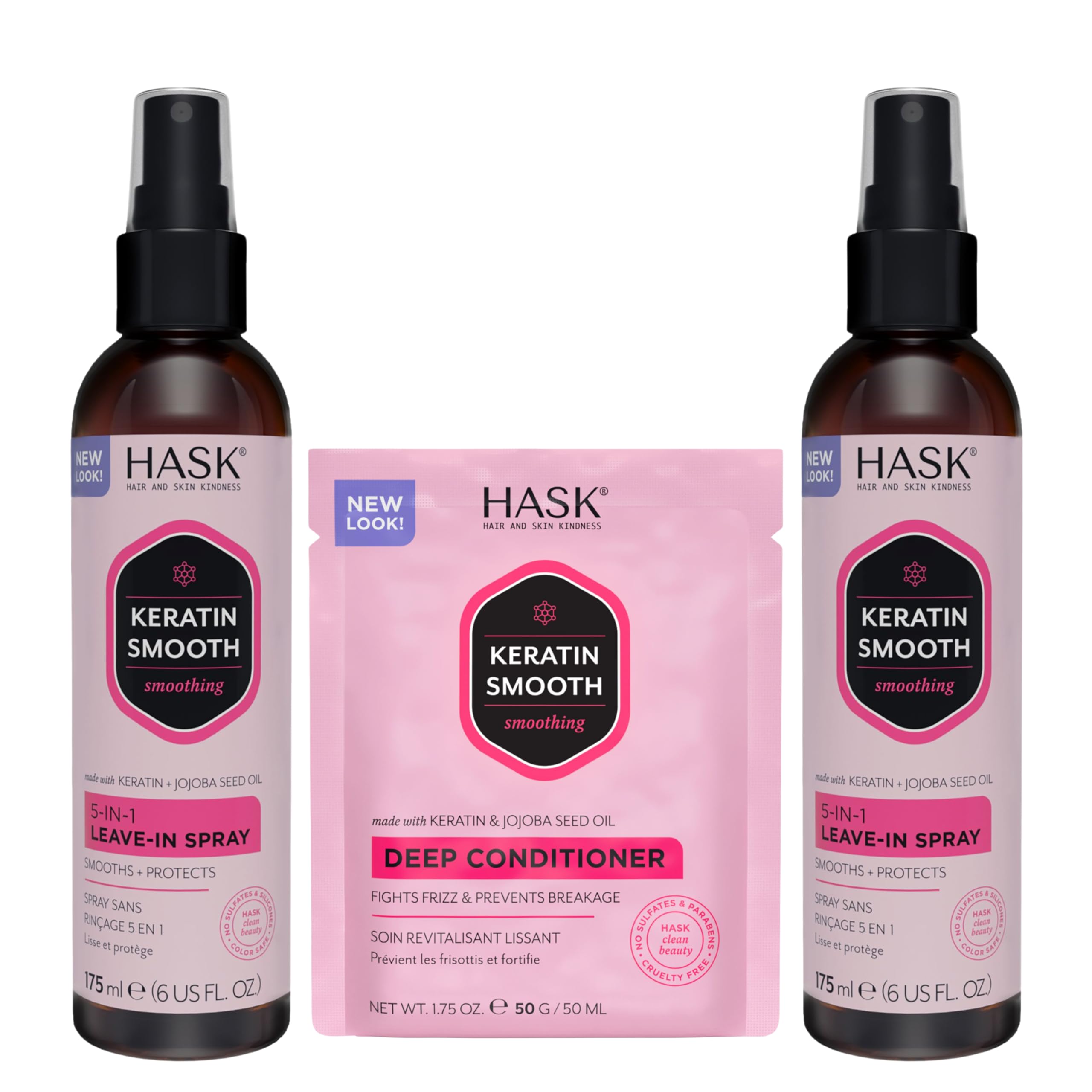 Condicionador Hask Keratin 5 Em 1 Leave-in Duo 180 Ml X 2