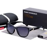 Óculos De Sol Feminino Uv400 Olho De Gato Moldura Tr90 Polarizados Preto Fosco Gradiente