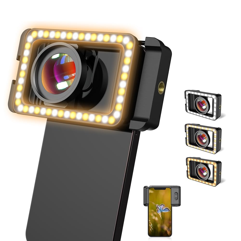 Lente Macro Apexel 15x Com Luz De Preenchimento Led Para Iphone E Android