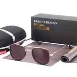 Óculos De Sol Quadrados Polarizados Retro Unissex Proteção Uv400 Marrom