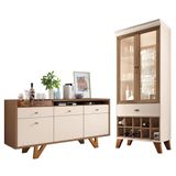 Sala De Jantar Com Cristaleira Ópera E Buffet Aparador Sollare Off White-castanho - Hb Móveis Off White-castanho